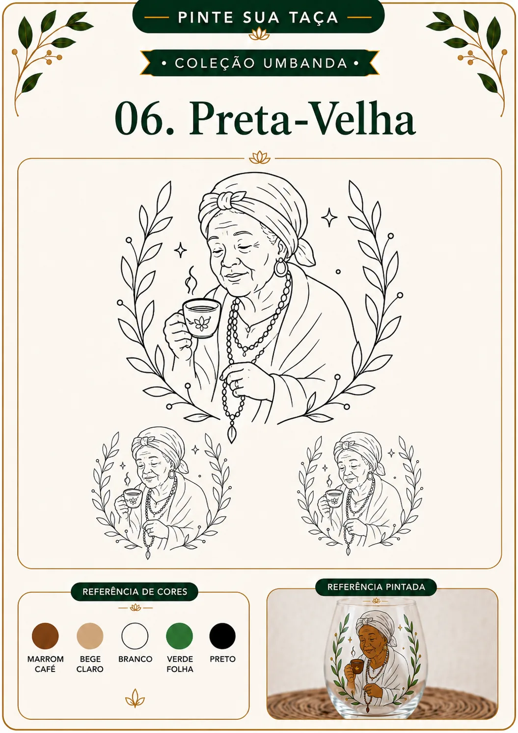 Cartela do molde 06 Preta-Velha com referência de cores