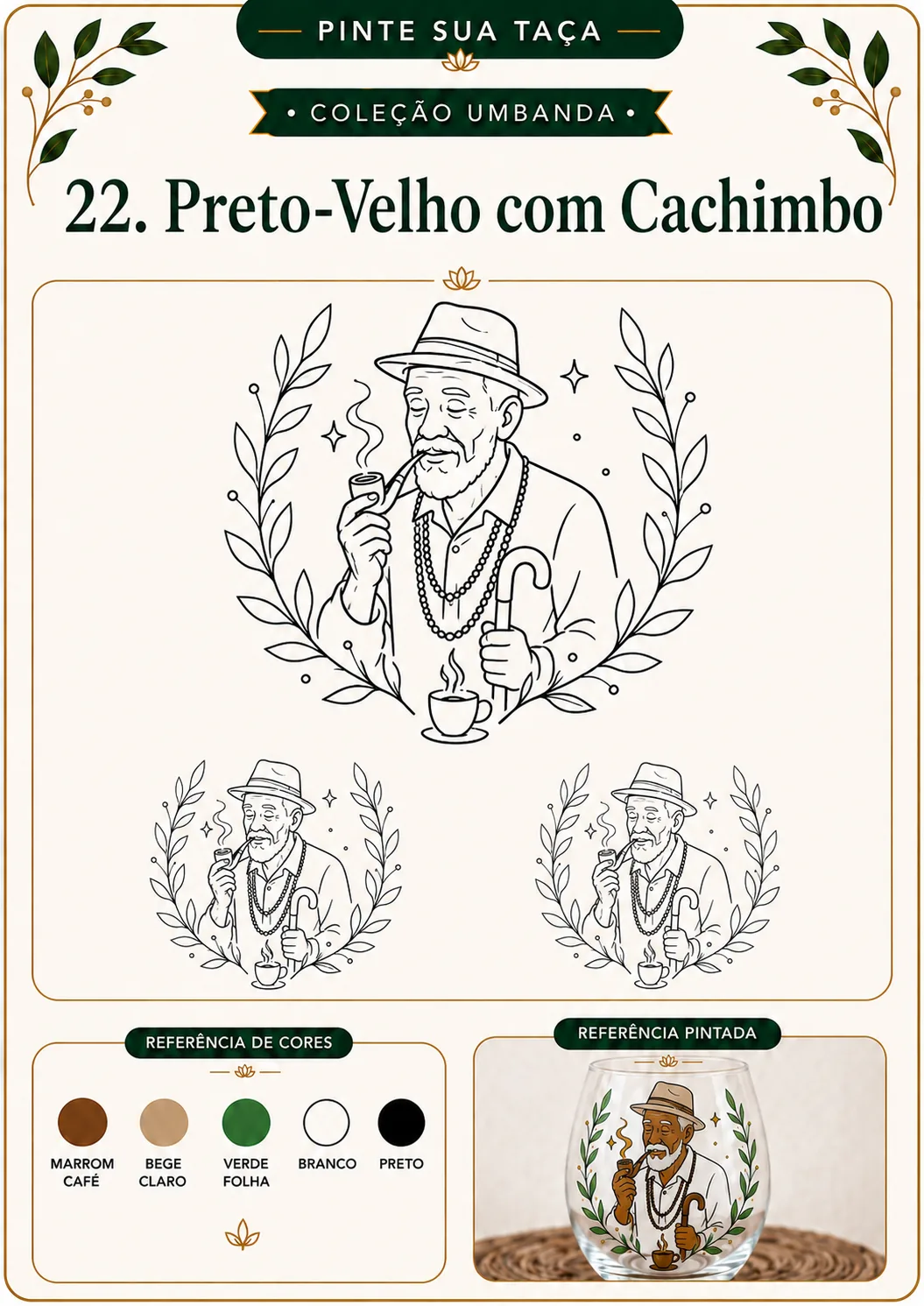 Cartela do molde 22 Preto-Velho com Cachimbo com referência de cores